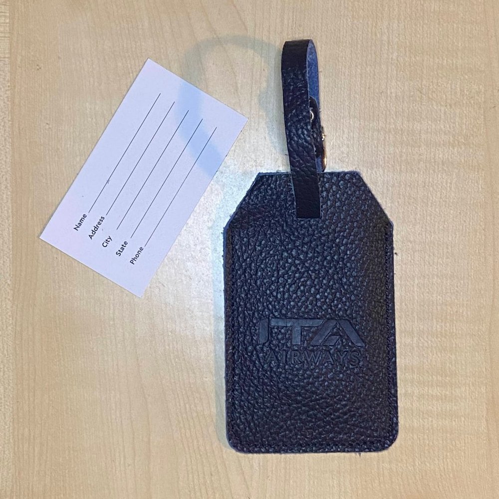 Genuine Italian Leather Luggage Tag Blue NWOT